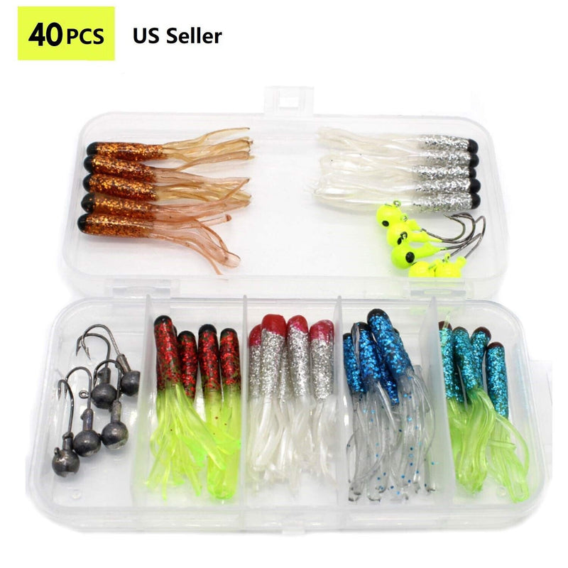 Vibrant Soft Tube Bass Baits Fishing Lures Kit with Jig Heads