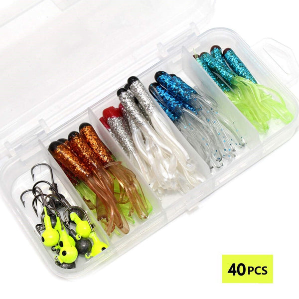 Vibrant Soft Tube Bass Baits Fishing Lures Kit with Jig Heads - Ideal for Dynamic Angling Adventures