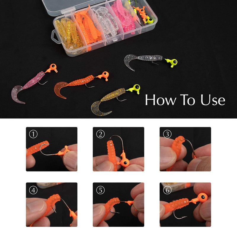 50-Piece Soft Fishing Lures Kit for Bass - Realistic Grub Baits for Salt & Freshwater