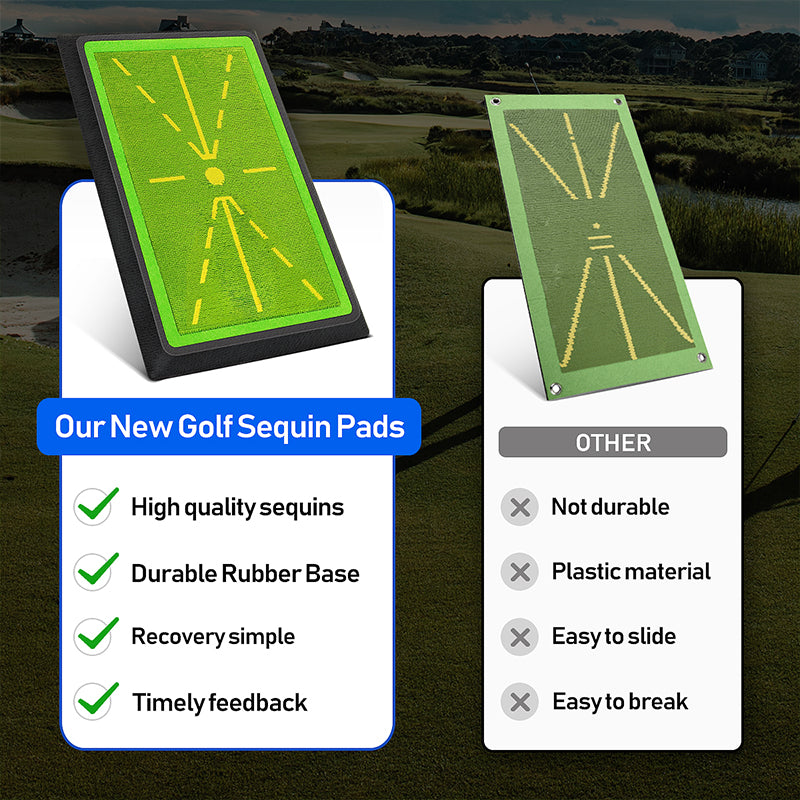 Premium Golf Sequin Training Mat - Durable Rubber Base, Instant Feedback, High-Quality Sequins, Perfect for Indoor and Outdoor Practice