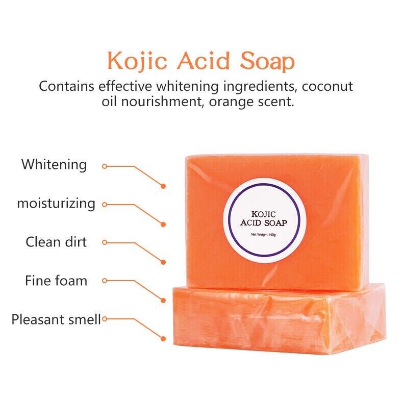 Skin Brightening and Whitening with Original Kojic Acid Soap - Set of 4 Bars (135g Each)