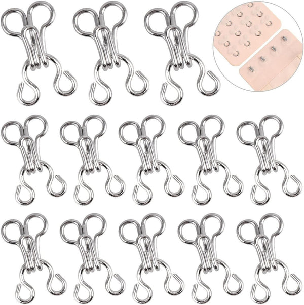 Sewing Hooks and Eyes Closure Set - 24 Pairs of Rustproof Bra Hooks Replacement (15mm)