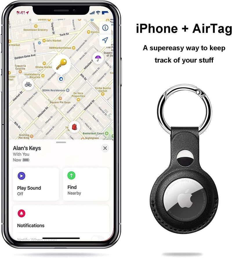 Enhance and Protect Your Apple AirTag with 2-Pack Leather Cases and Keychains